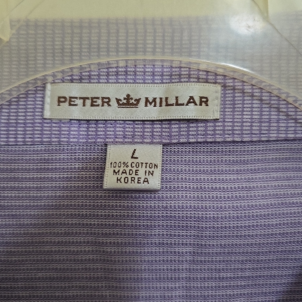 Peter Millar Lavendar Patterned Golf Polo In Cotton Large - Picture 2 of 4